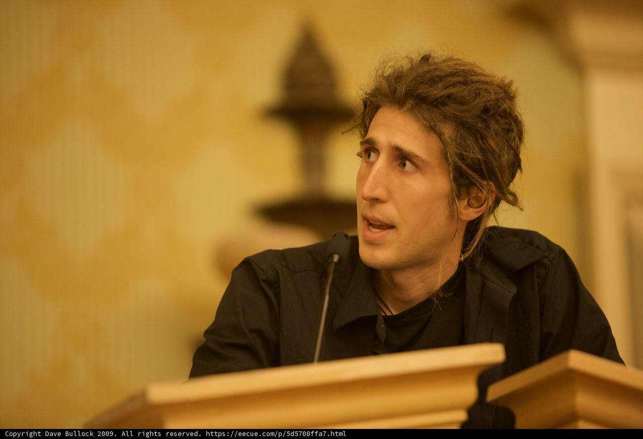 Moxie Marlinspike addressing the crowd