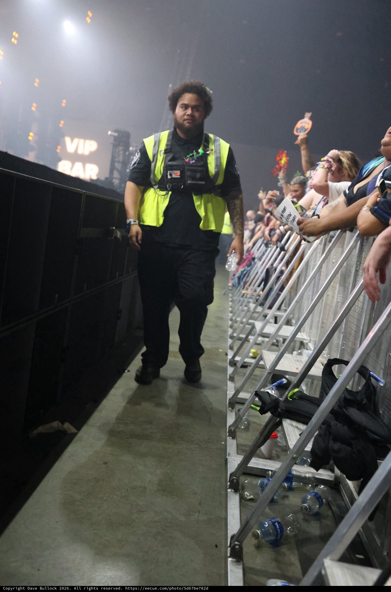Security Guard Patrols Concert Barrier at Wobbleland 2026