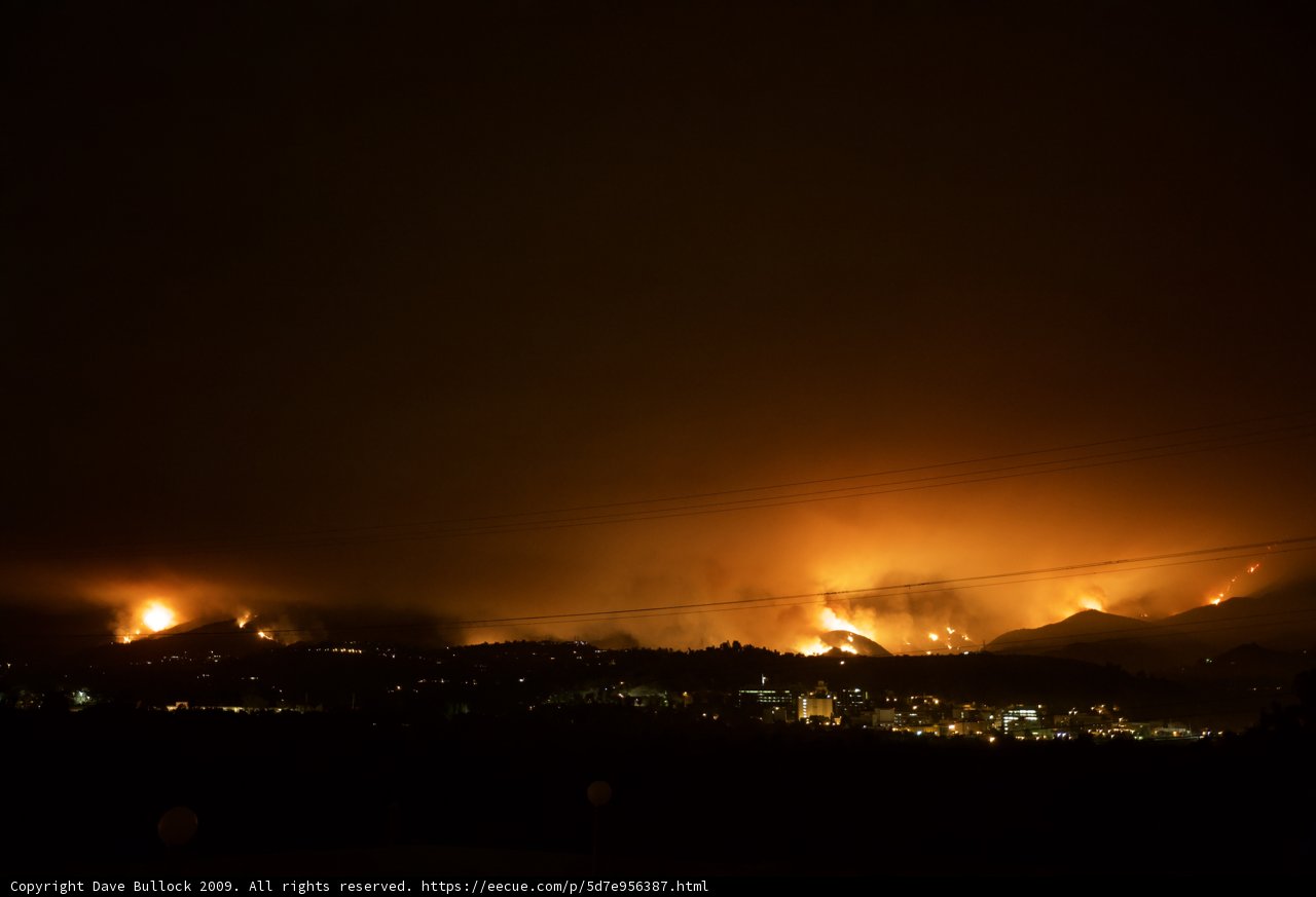 Aerial View of Nighttime Station Fire