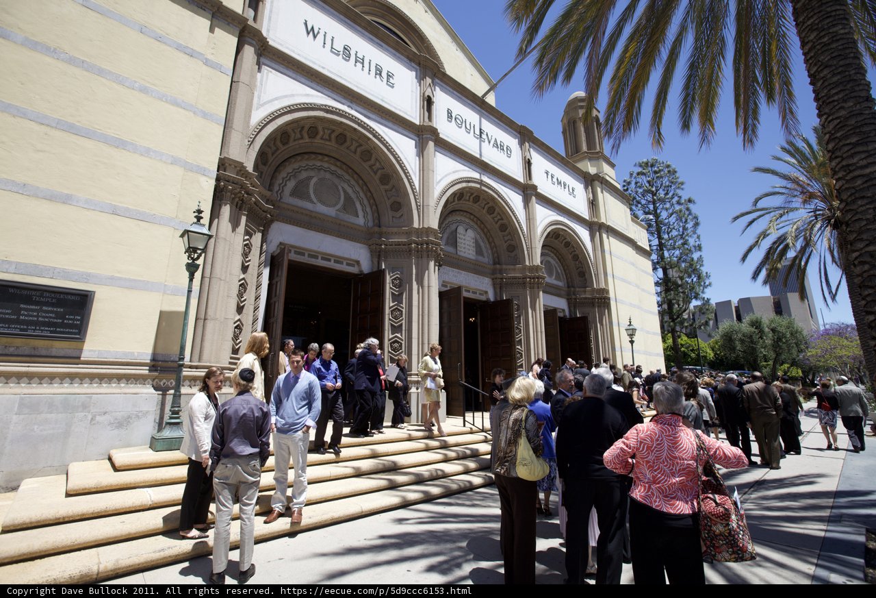 Congregation Gathering Outside Monastery Building