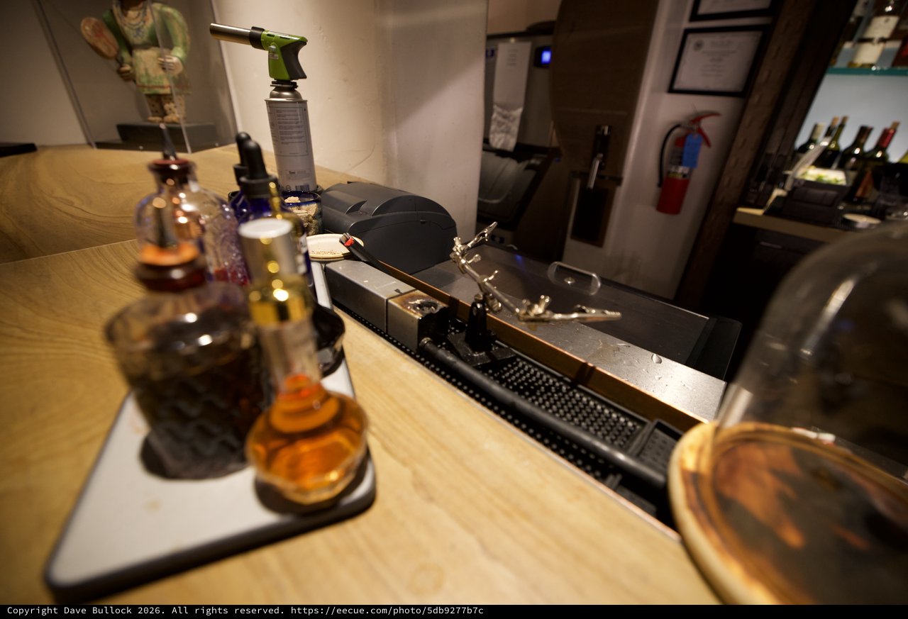 Vintage Turntable and Spirits at Modern Bar