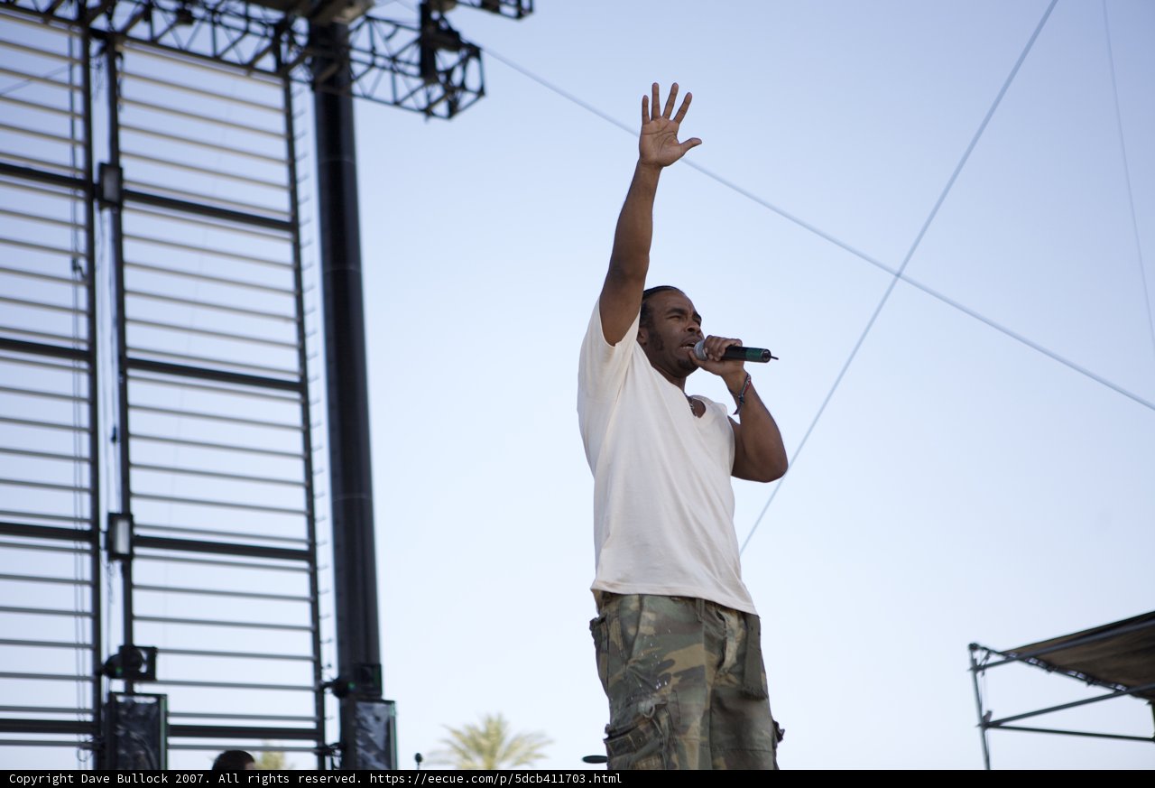 Pharoahe Monch delivering a captivating solo performance under the open sky