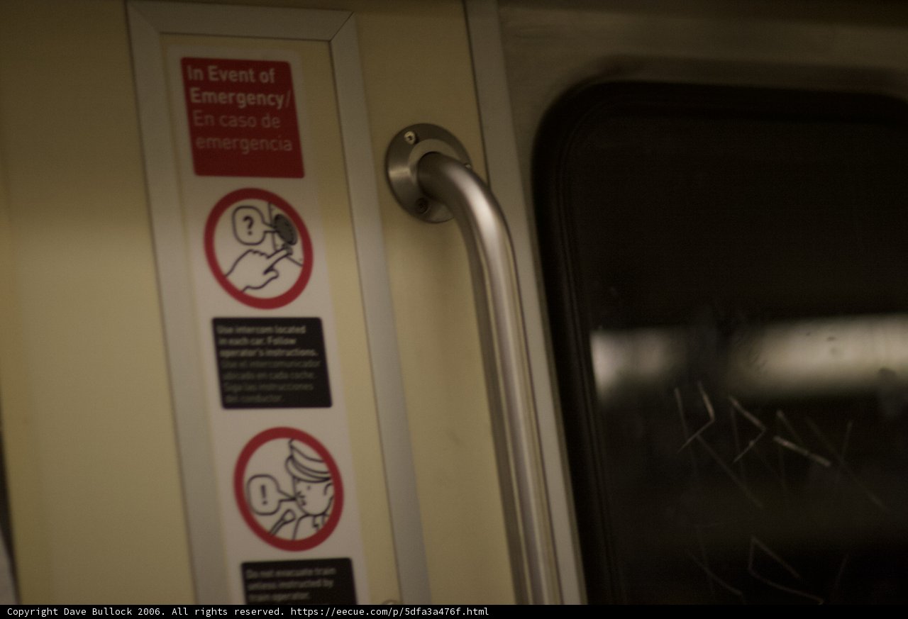 Subway Car with Sign on Door