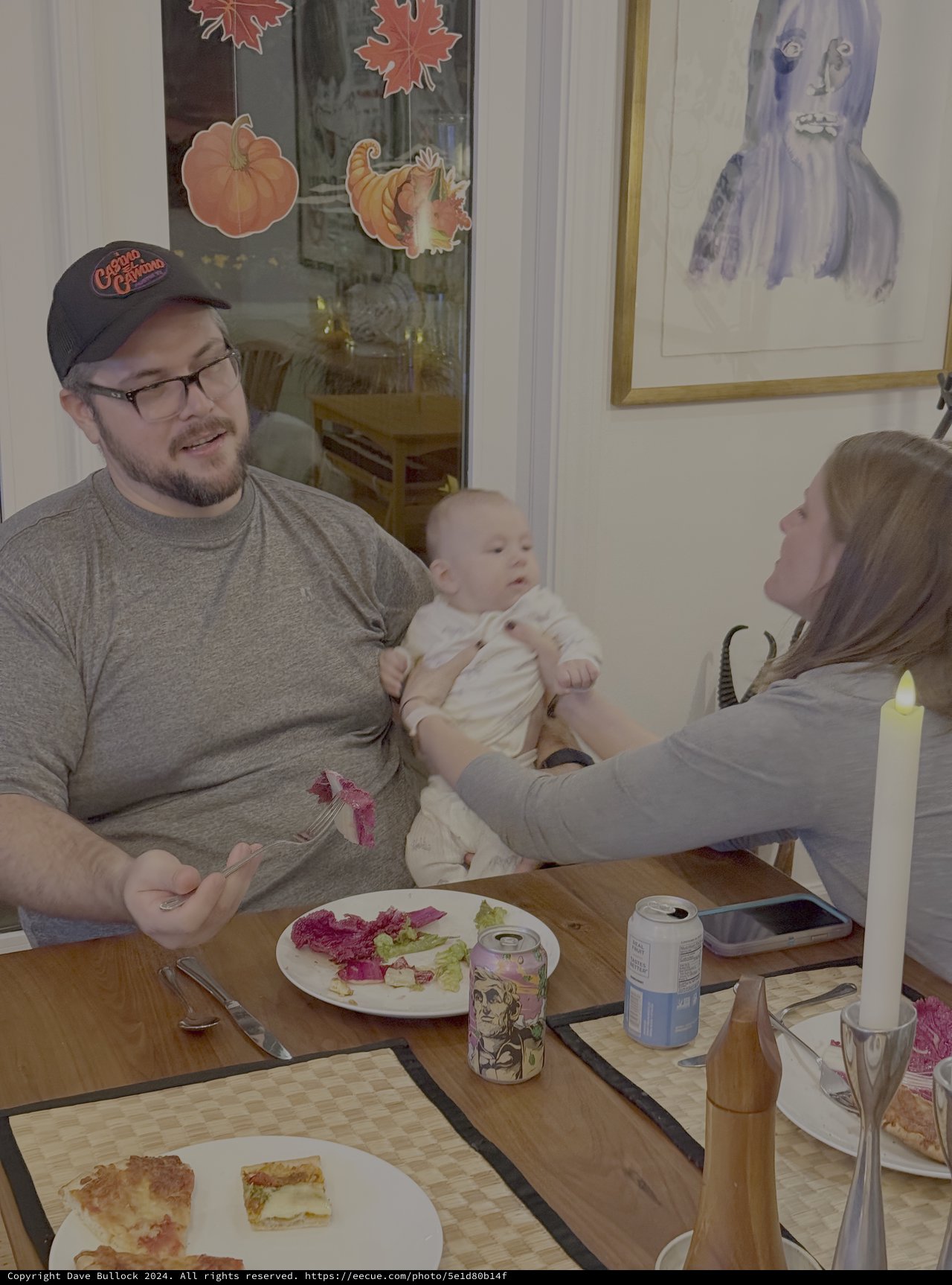 Family Dinner with New Baby at Home