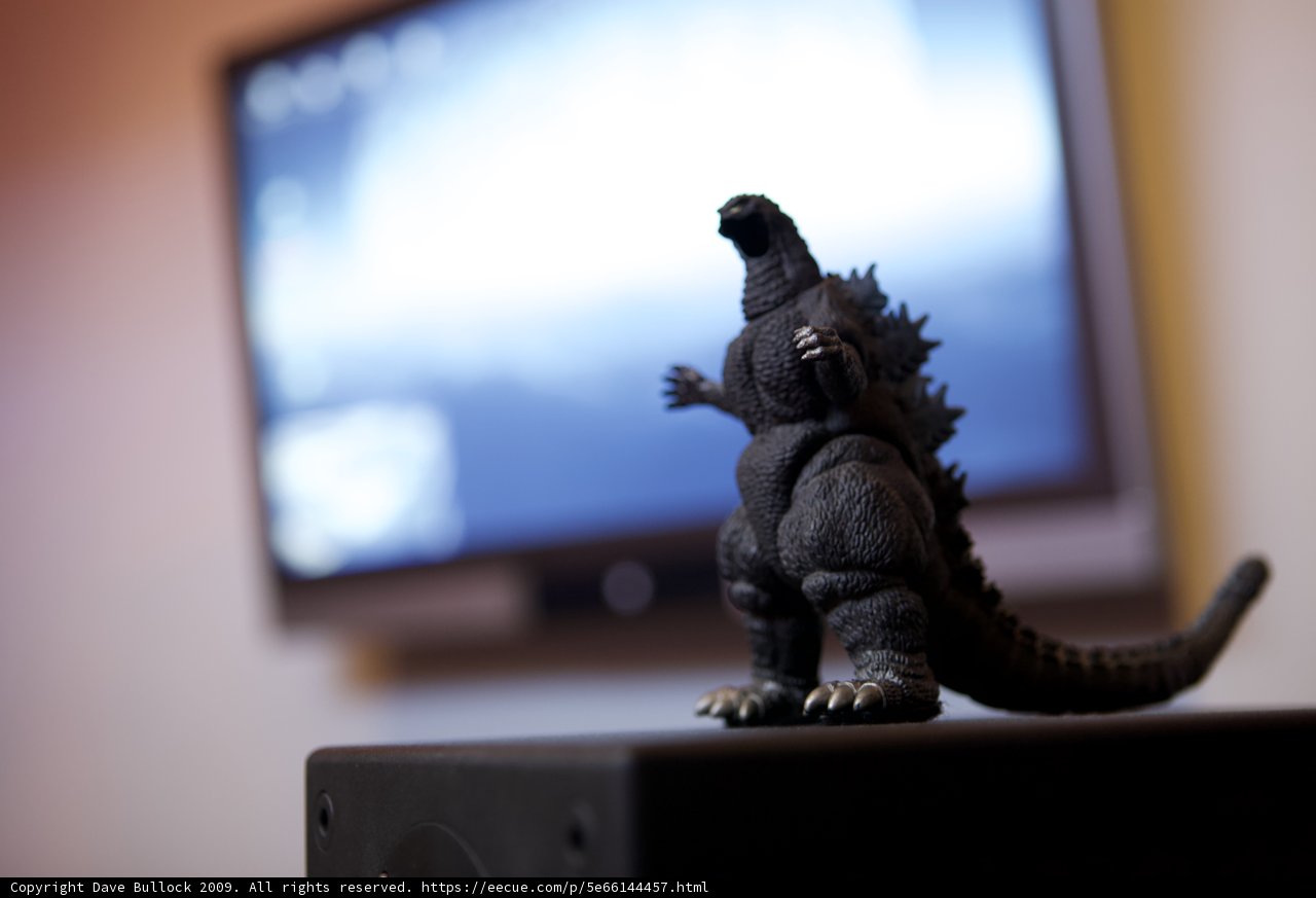Godzilla takes over the Entertainment Center