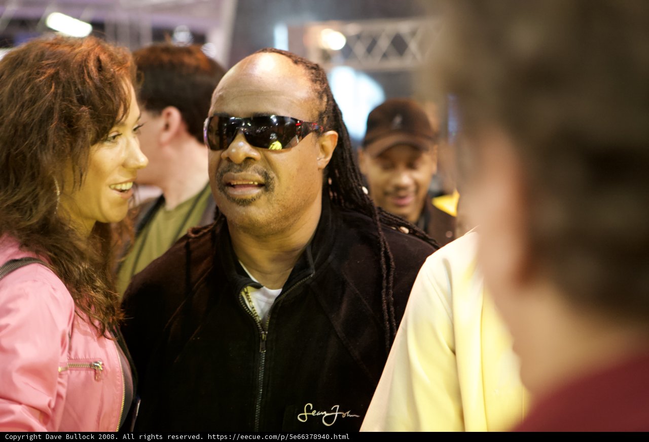Stevie Wonder rocks the shades at NAMM 2008