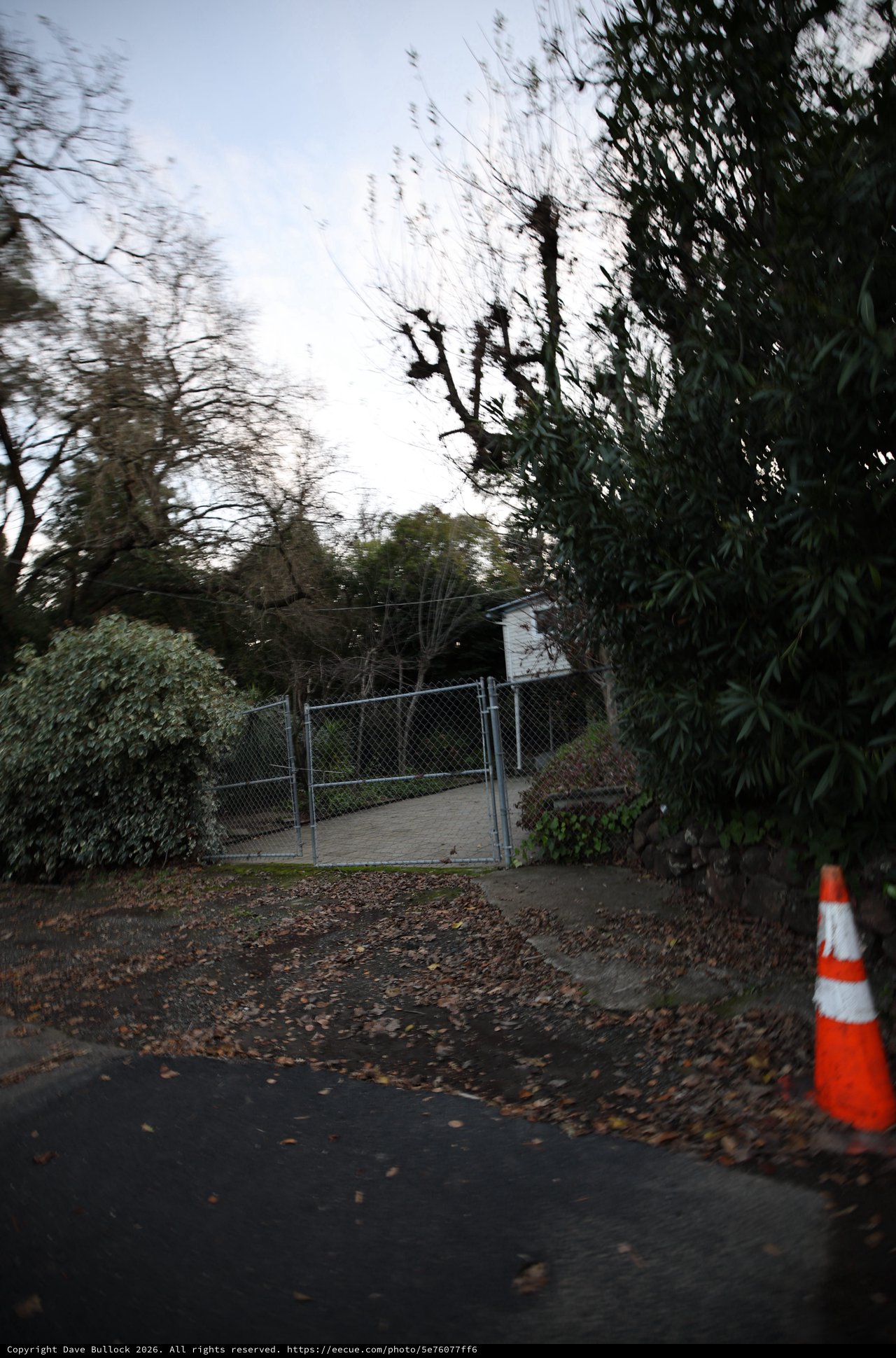 Quiet Suburban Driveway on Overcast Winter Evening