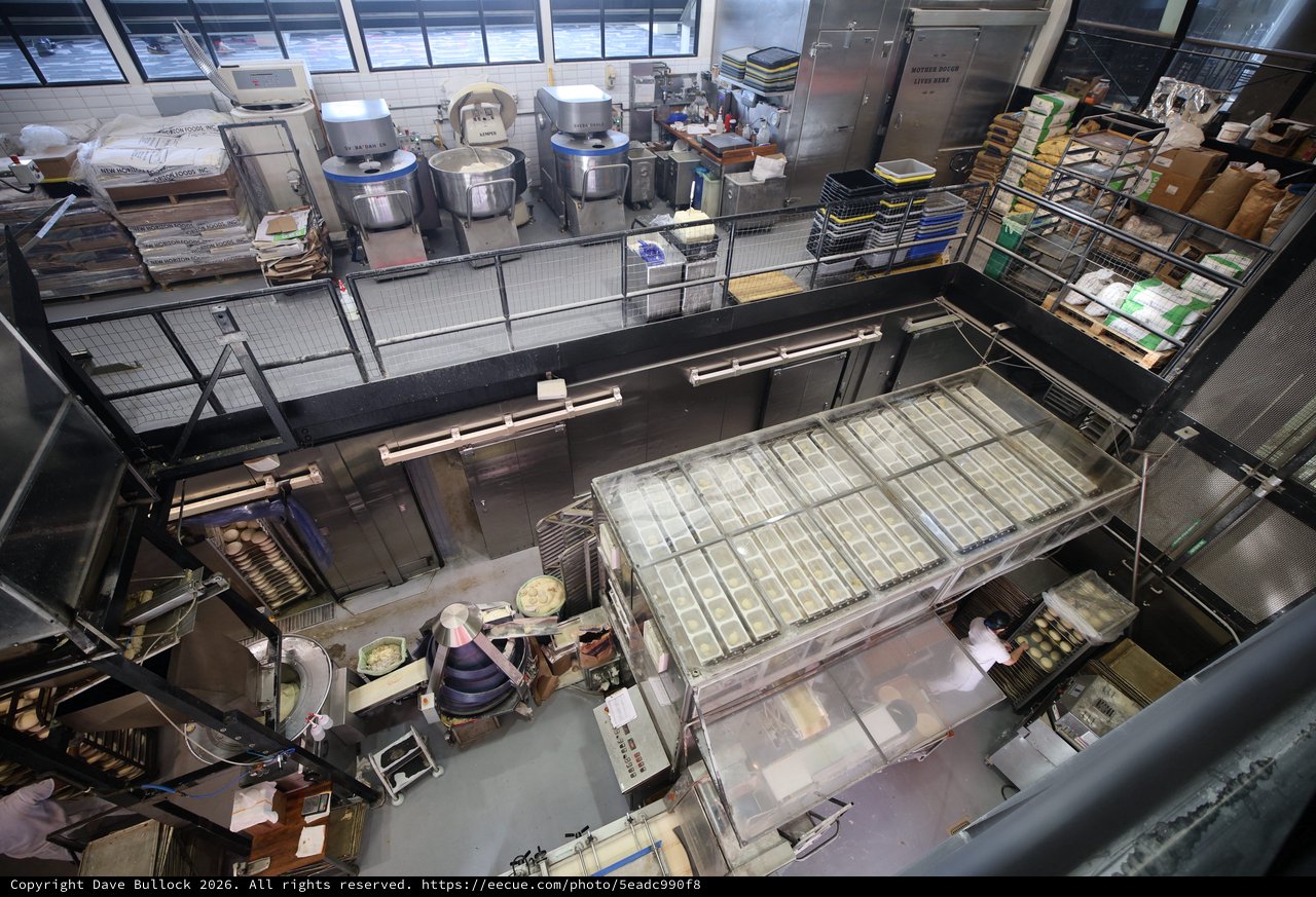 Industrial Bakery Kitchen from Above - Production Floor