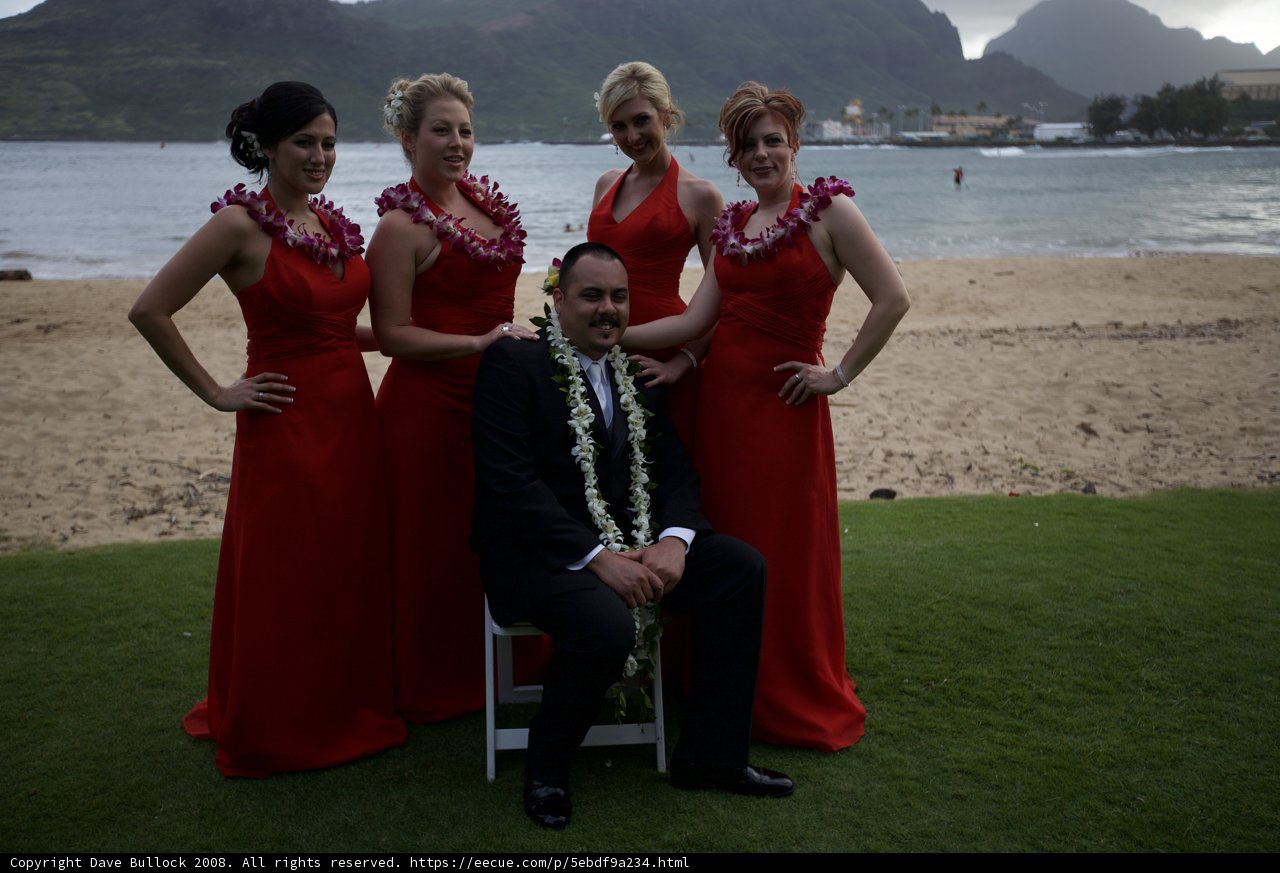 Brides in Red at Hawaiian Wedding