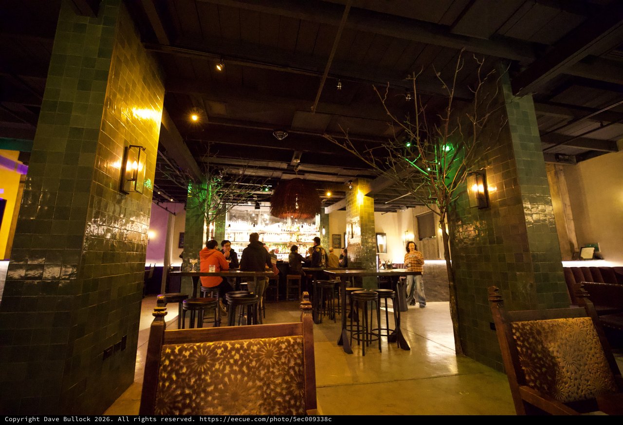 Modern Restaurant Bar Interior with Warm Ambient Lighting