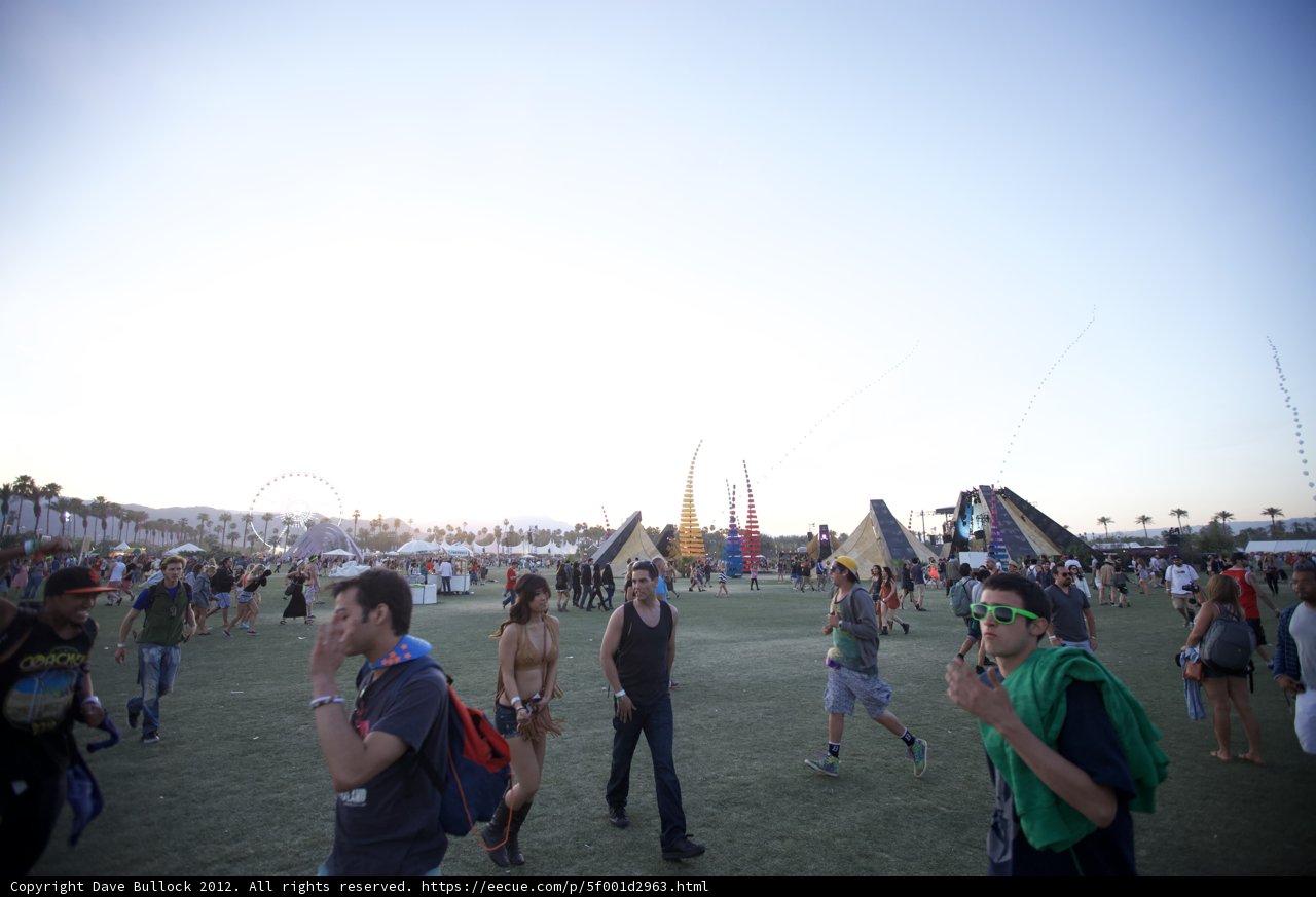 Walking around in the grass at Coachella festival