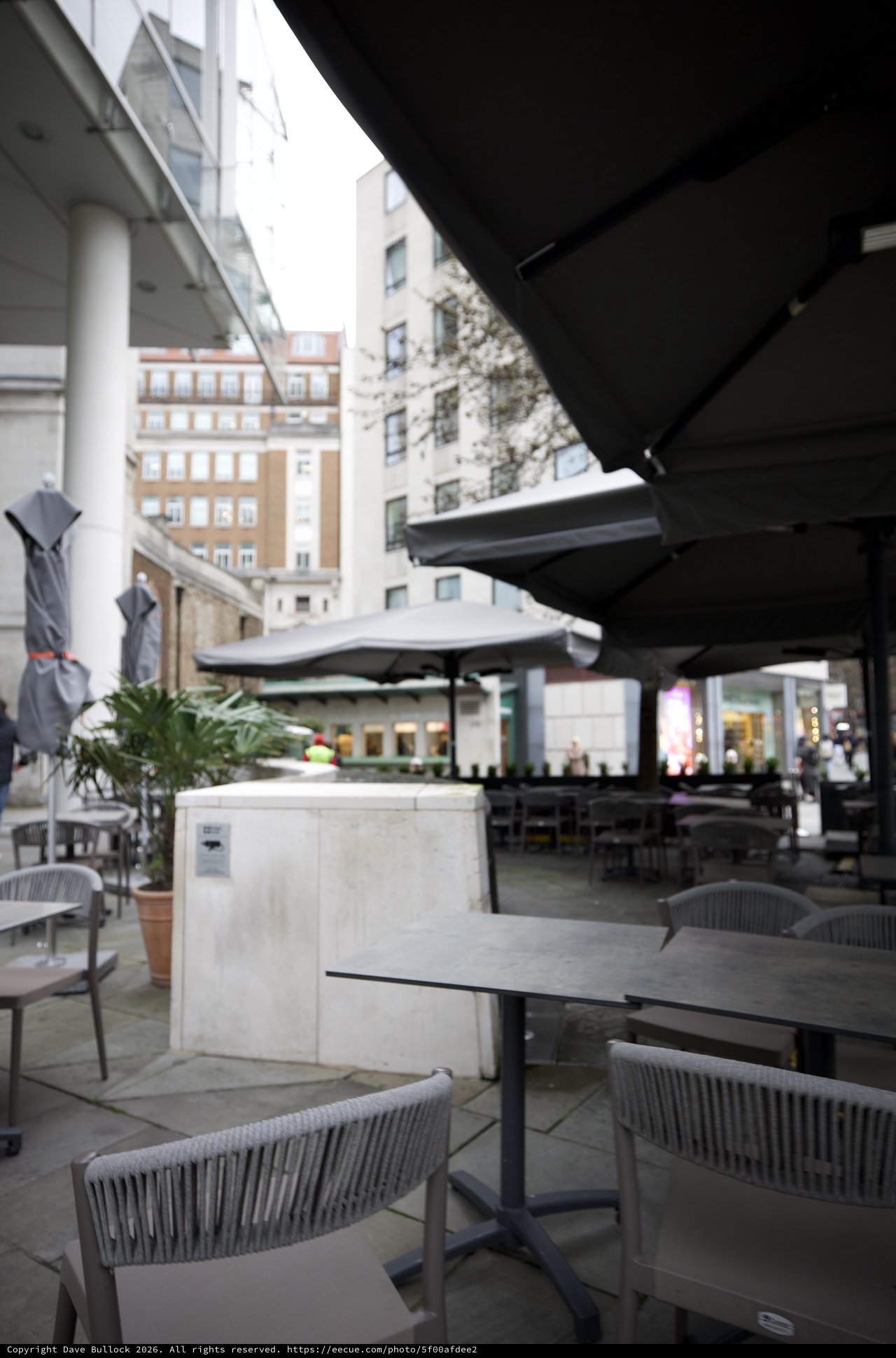 Urban Rooftop Terrace Dining Area in Winter