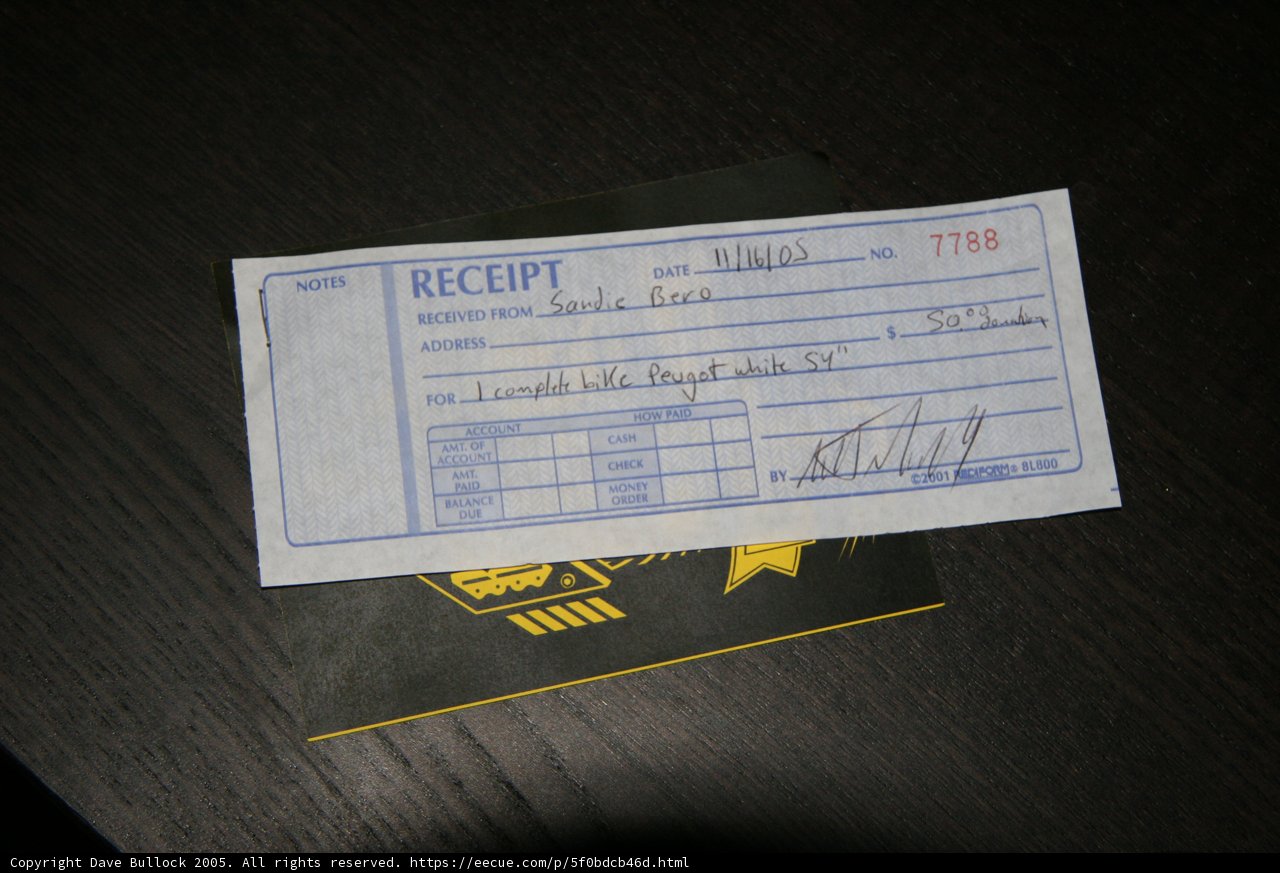 Repair Shop Receipt