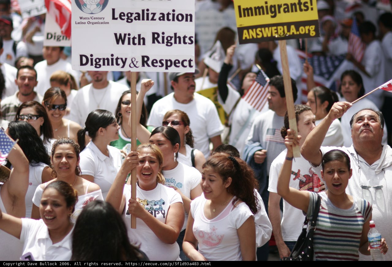 Protesters with Signs and Flags in 2006