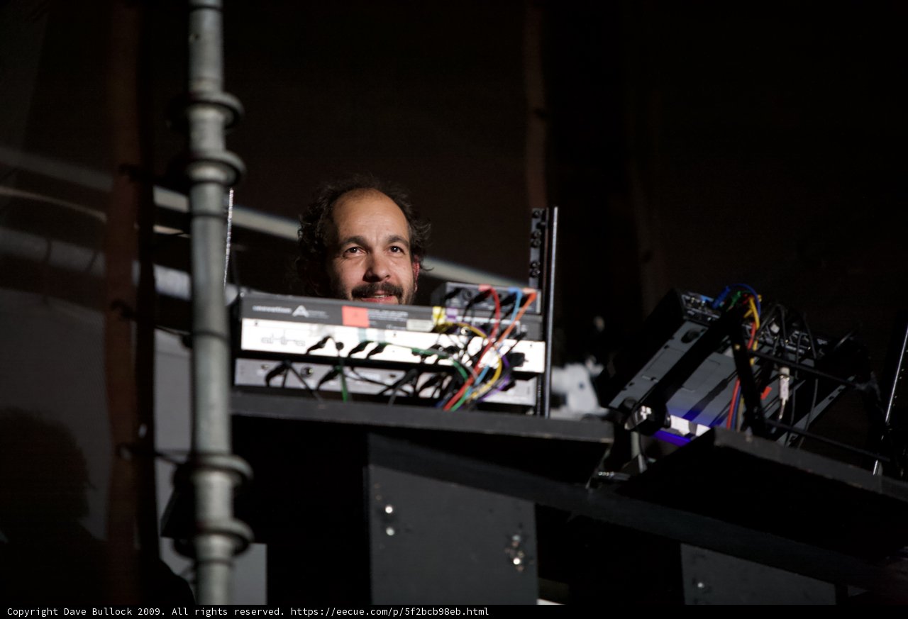 Étienne de Crécy performing on his laptop at Coachella 2009