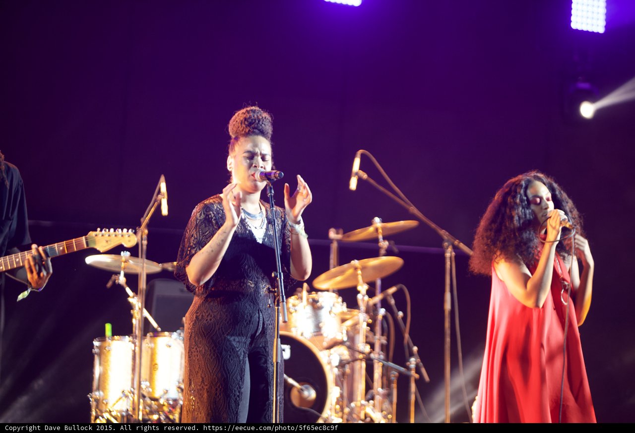 Solange Red Dress Backing Vocalist Black Lace Singing Drum Kit LED Panel Guitarist