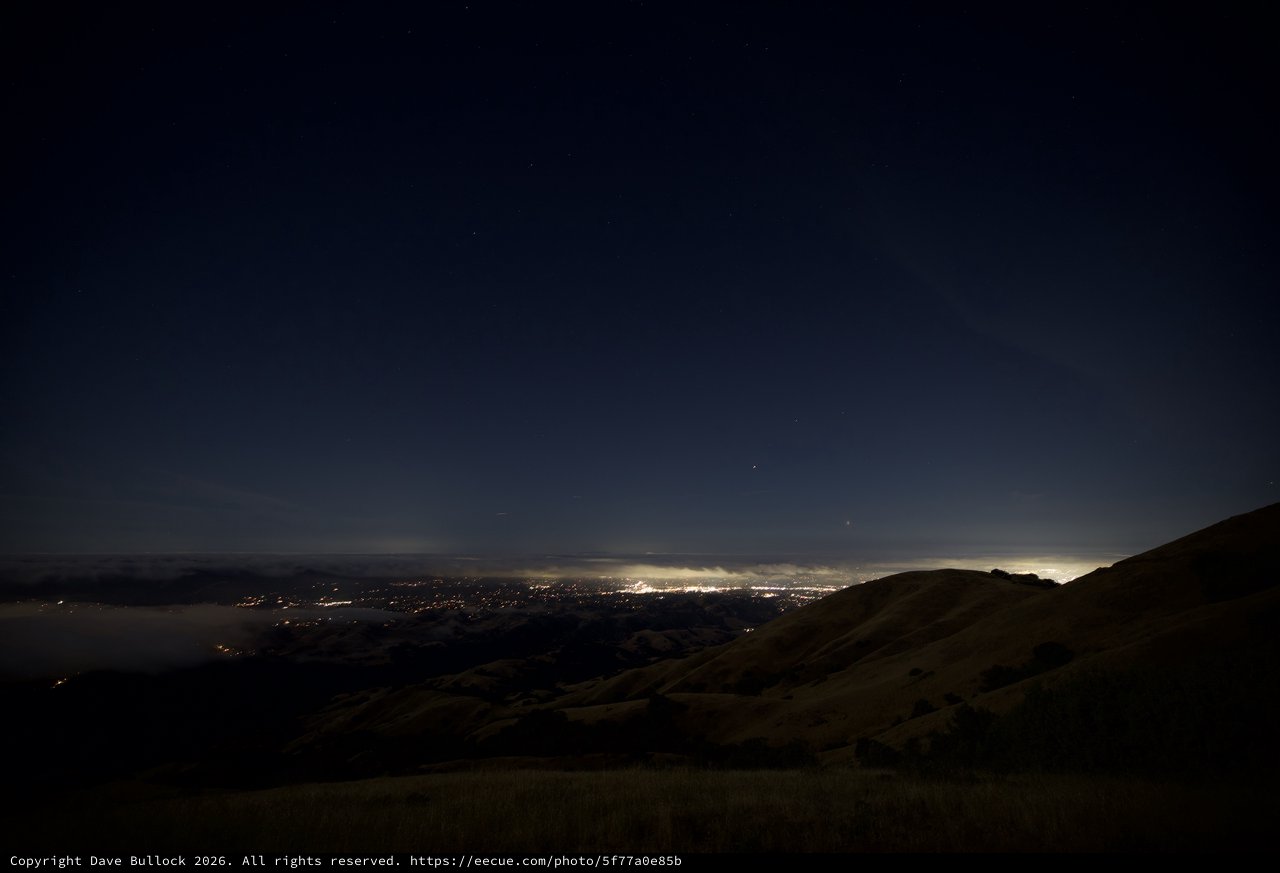 City Lights Glow Beneath Mount Diablo's Dark Ridgeline