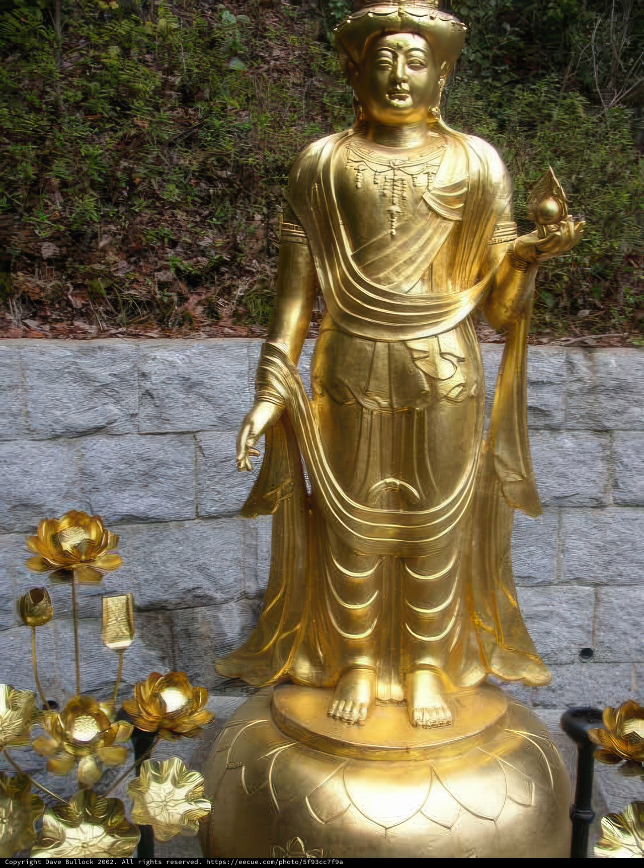 Golden Buddha statue at the Buddhist temple in Korea