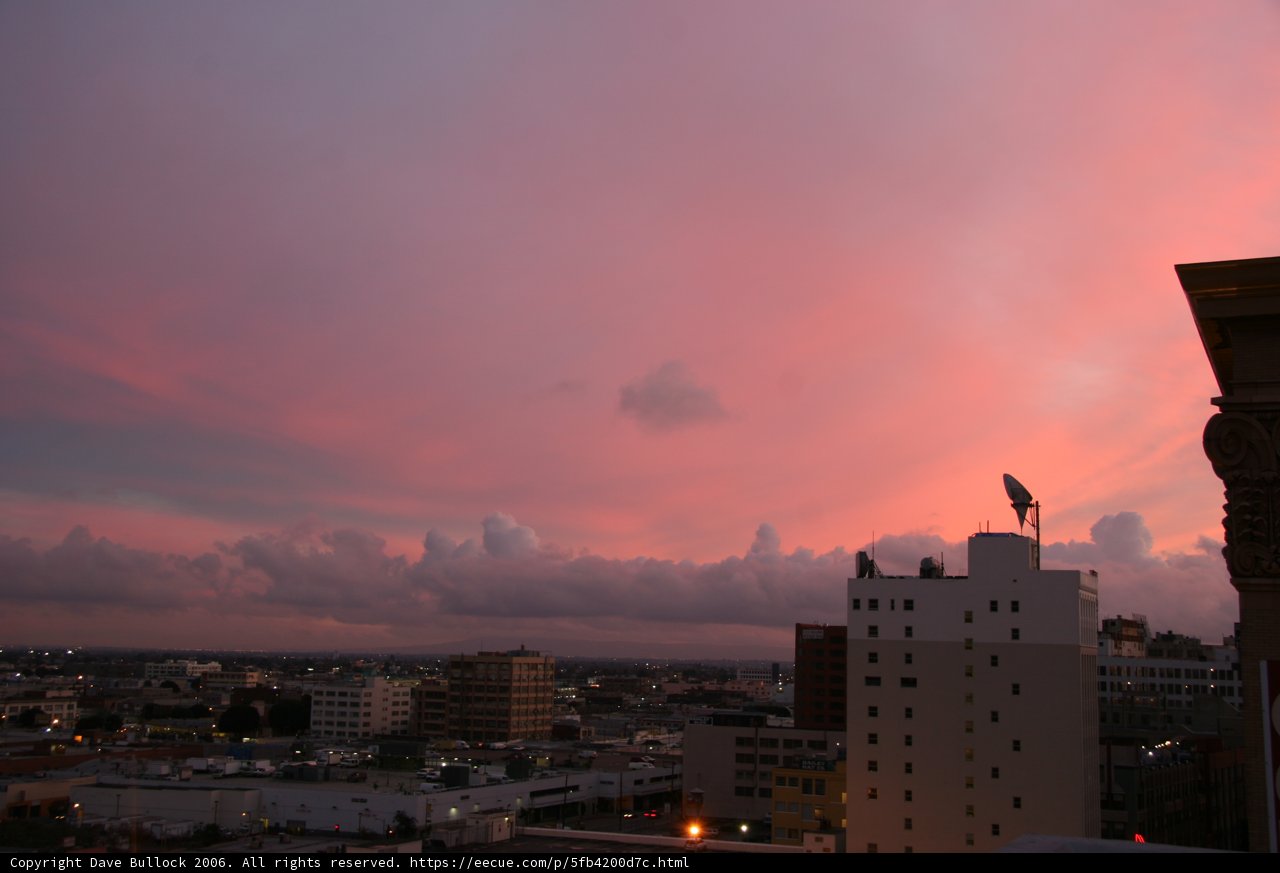 Pink Sky Over City Buildings