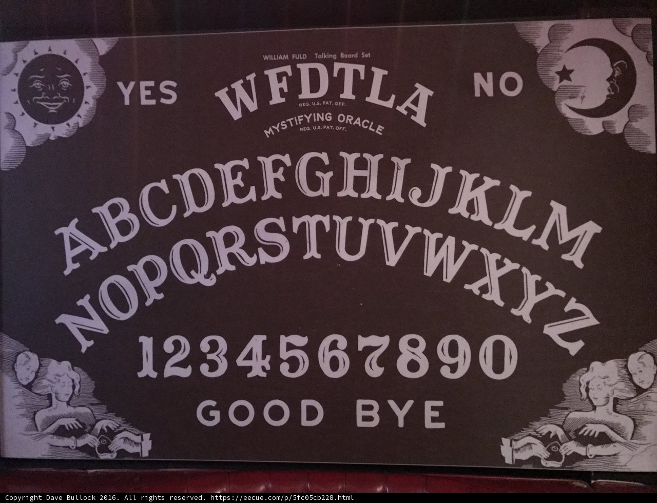 Ouija Board Sign on Blackboard