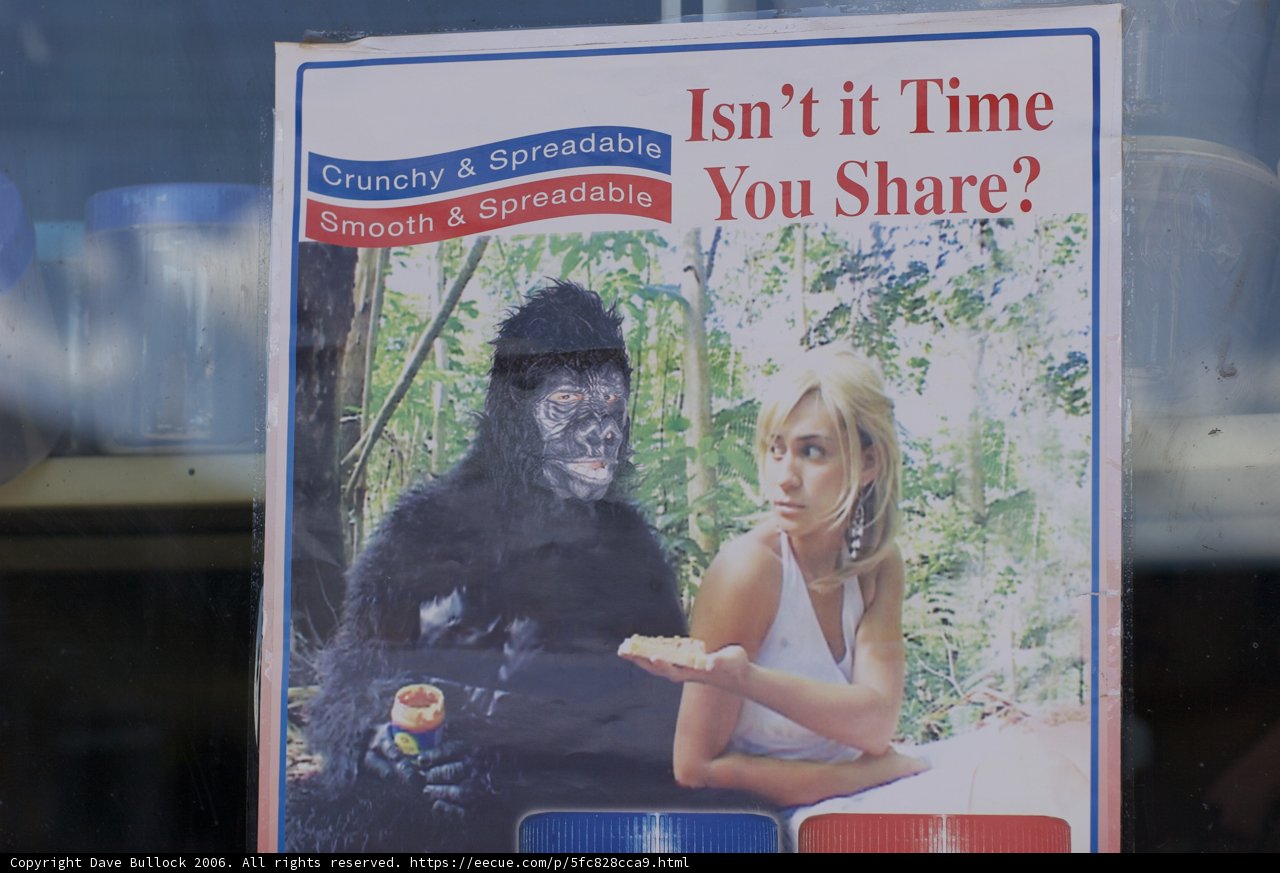 Gorilla and woman advertisement