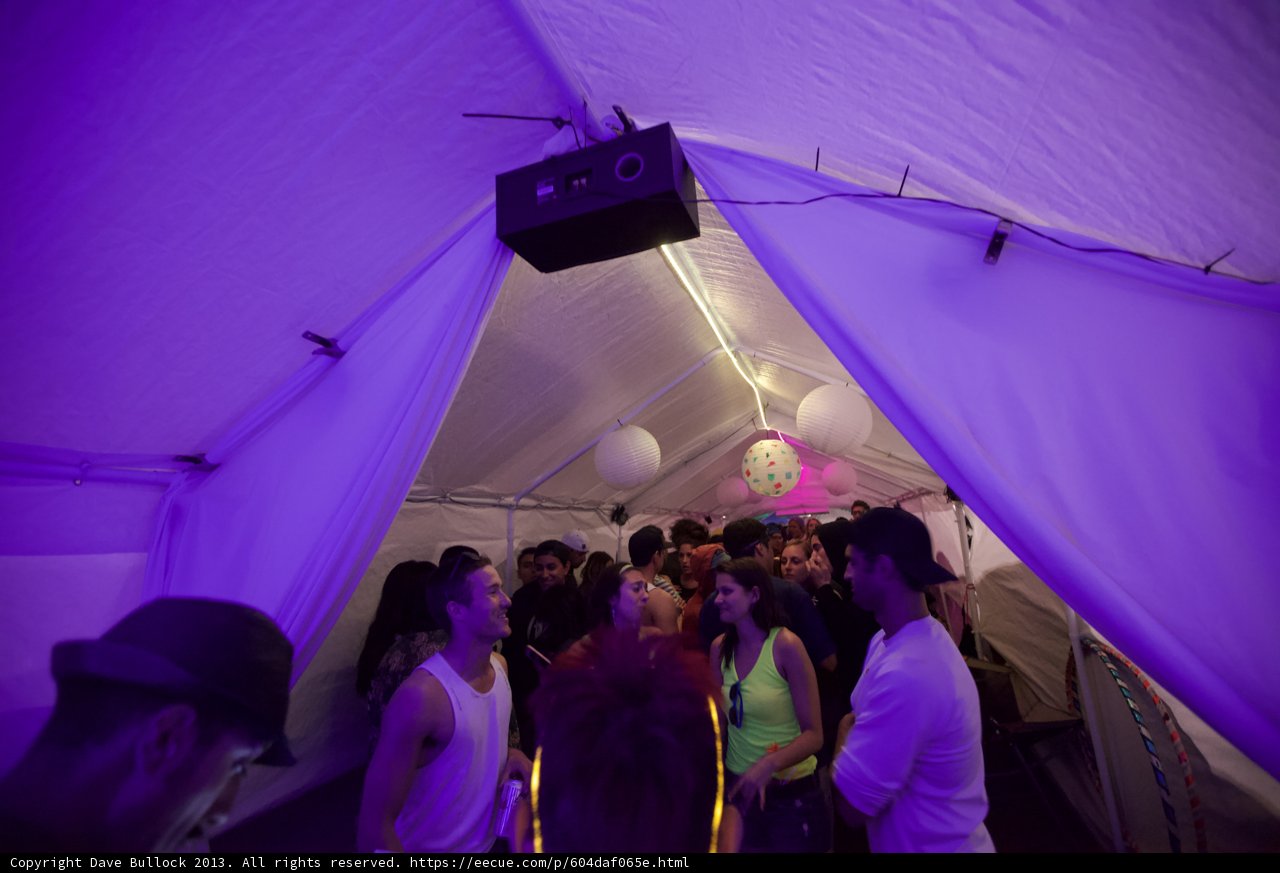 Purple Lights and Music at Coachella Camping