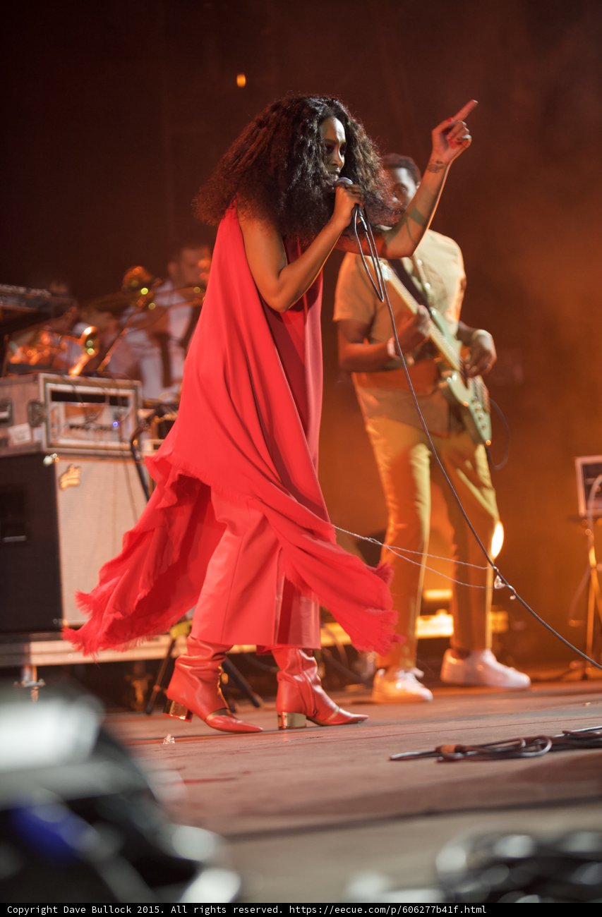 Solange Full Body Finger Pointing Up Red Outfit Guitarist Orange