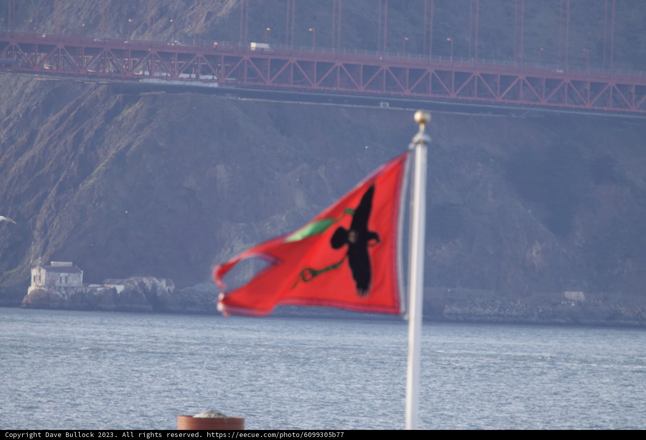 Crimson Banner Over Bridge