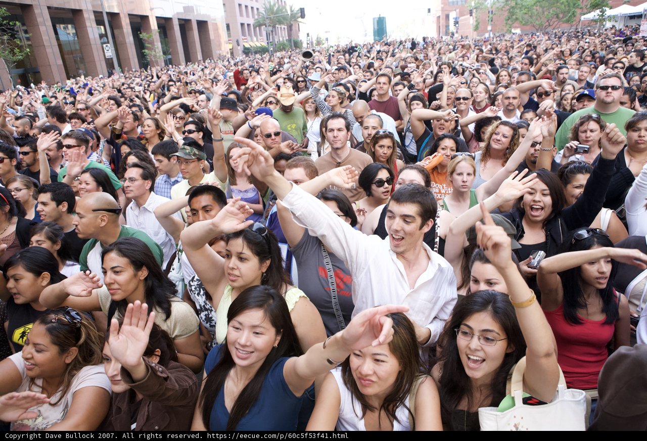 Exciting Crowd Celebrating Ozomatli Performance