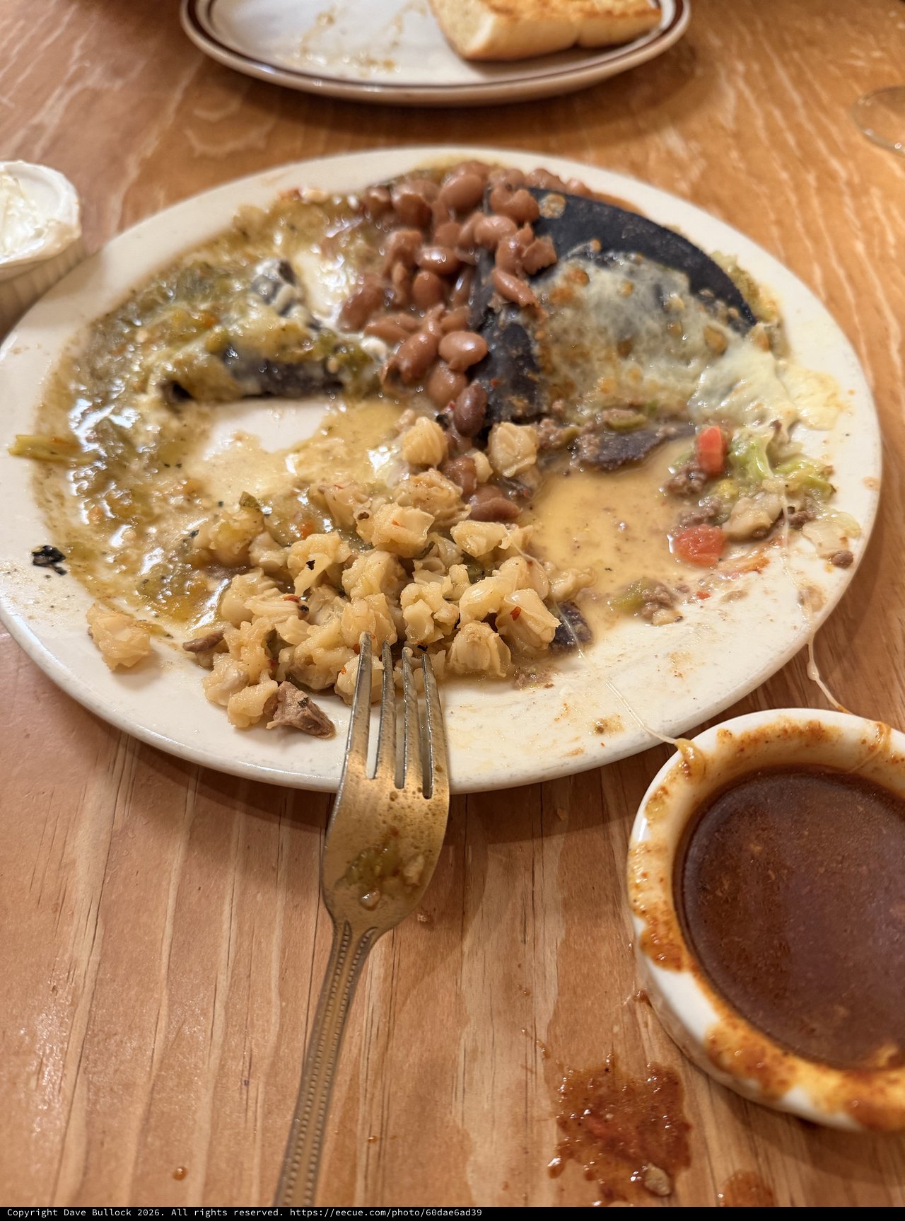 Well-Eaten New Mexican Dinner Plate with Traditional Sides