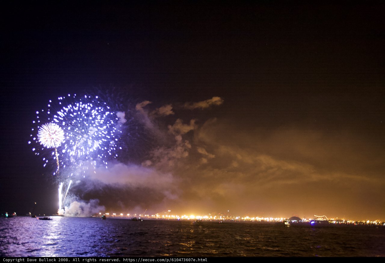 Spectacular Fireworks Over the Water