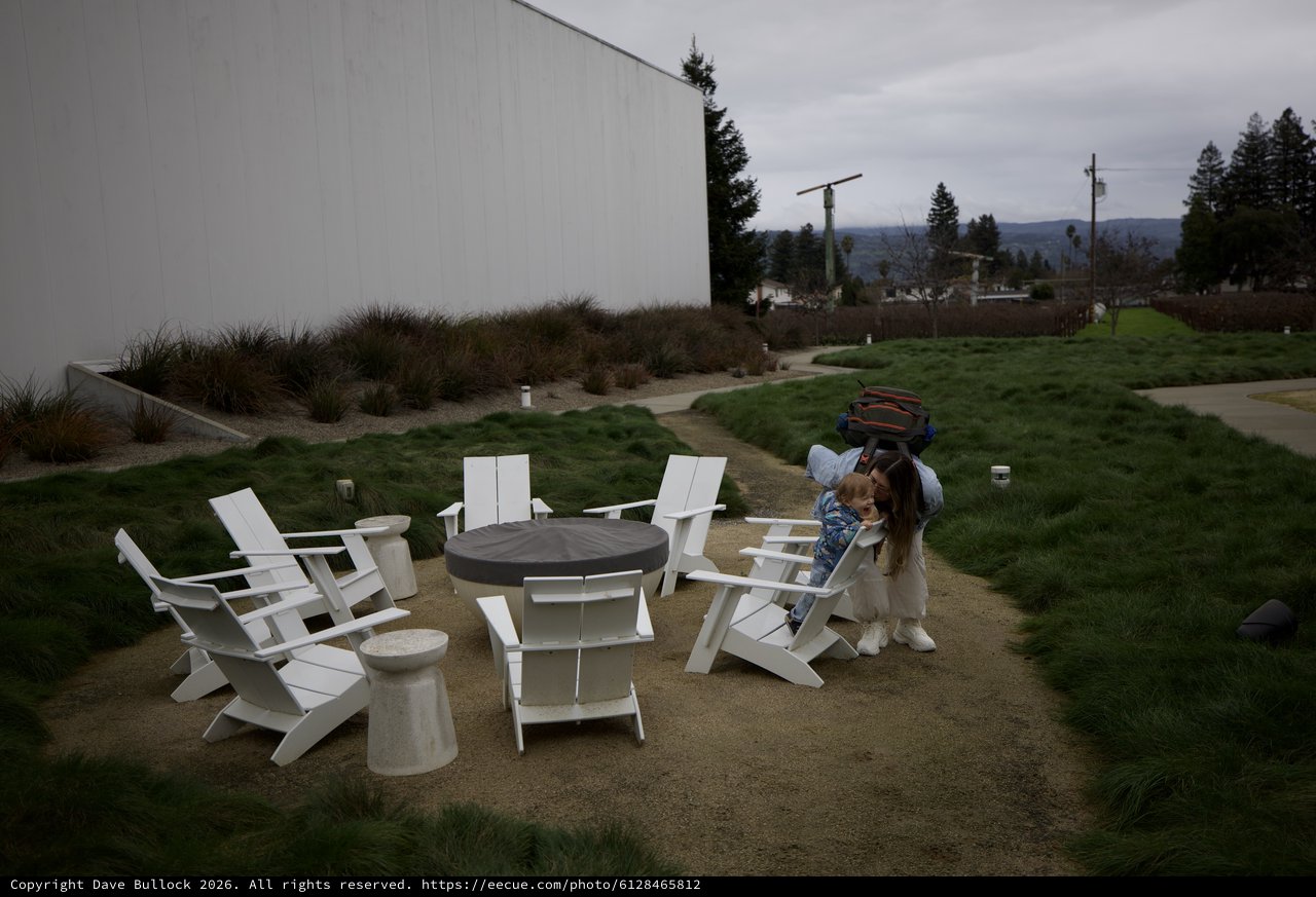 Mother and Child at Modern Wine Country Fire Pit