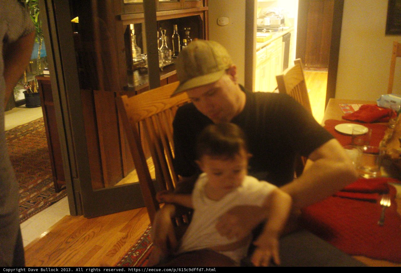 Father and Son Bonding Over Dinner