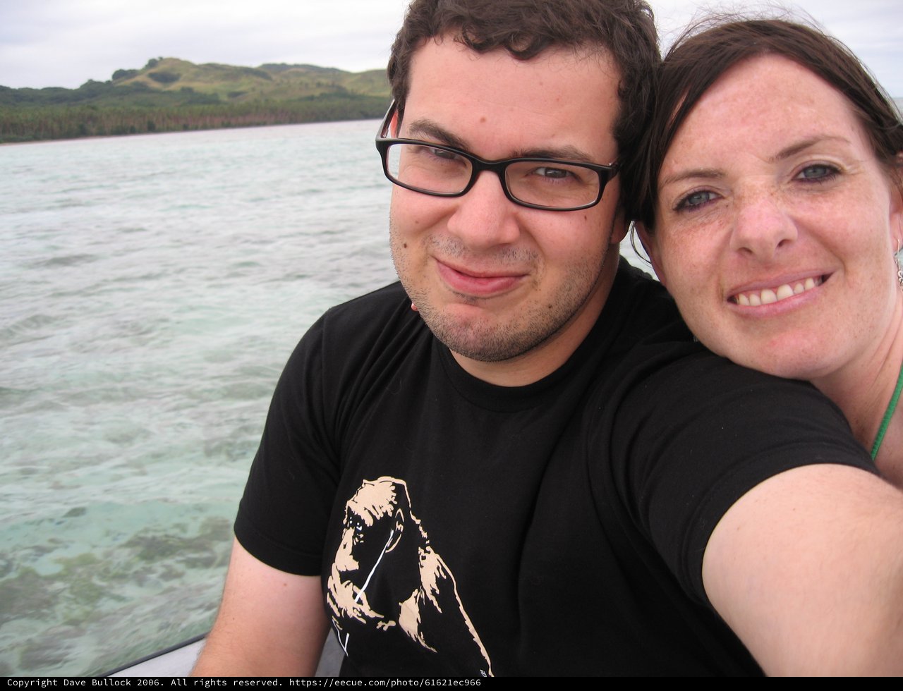 Couple Selfie on Boat Near Tropical Island