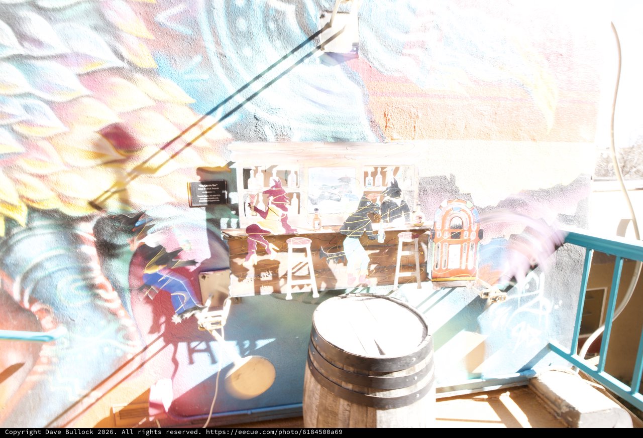 Overexposed Sunlit Cafe Interior with Motion Blur