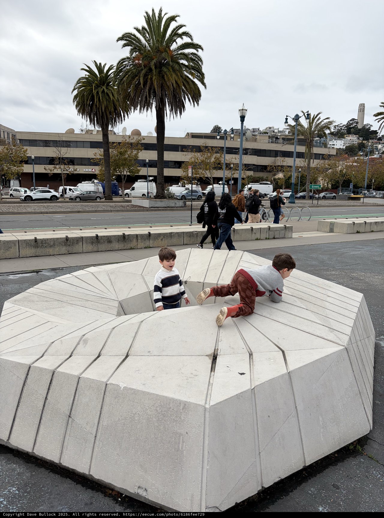 Children Playing on Modern Urban Amphitheater Structure