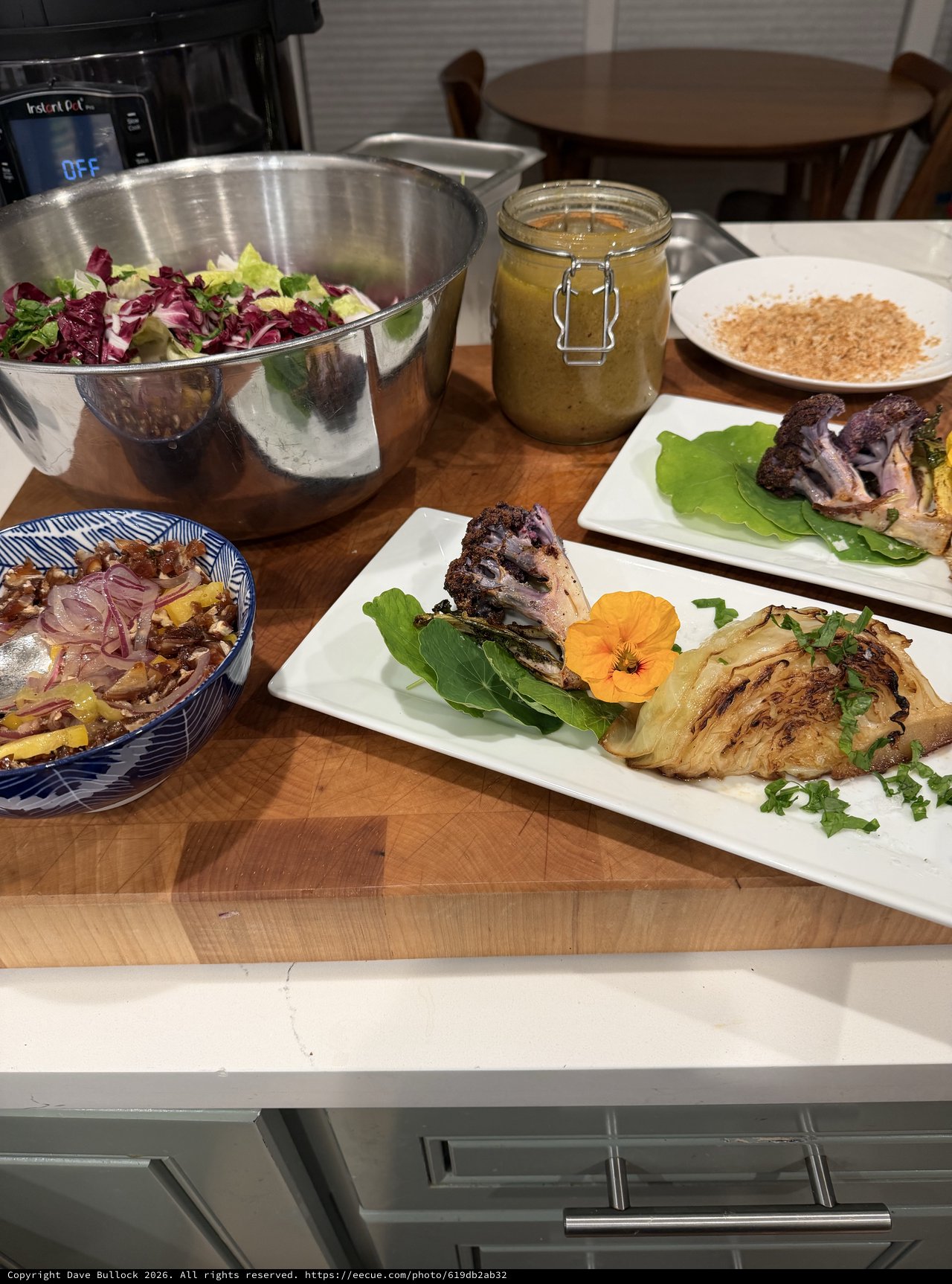 Elegant Home-Cooked Dinner Spread with Fresh Salad