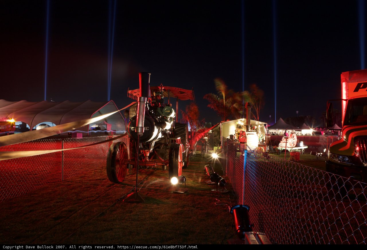 Nighttime Tractor in Field