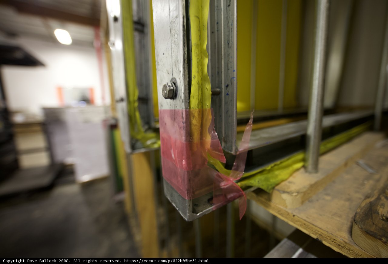 Pink Tape on Metal Frame for Wood Flooring