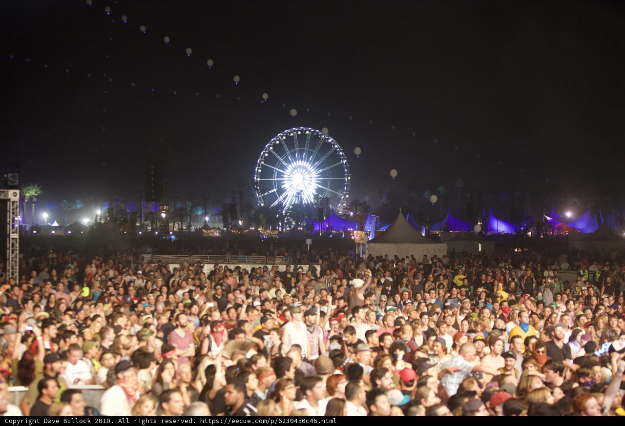 Concert Crowd at Coachella Music Festival