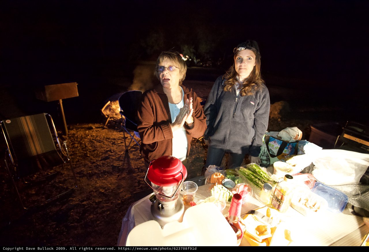 Night Camping Dinner Prep in Death Valley