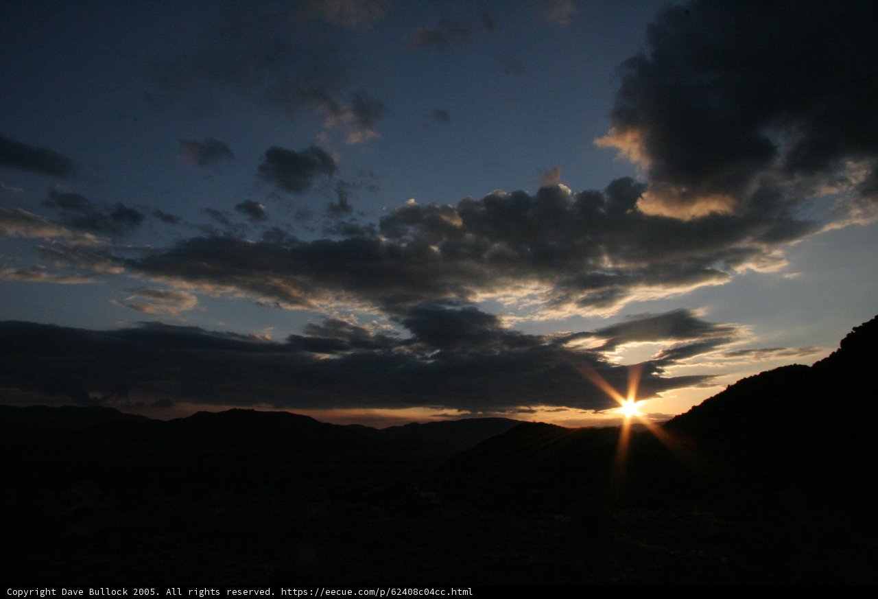Flaring Sunset behind the Clouds