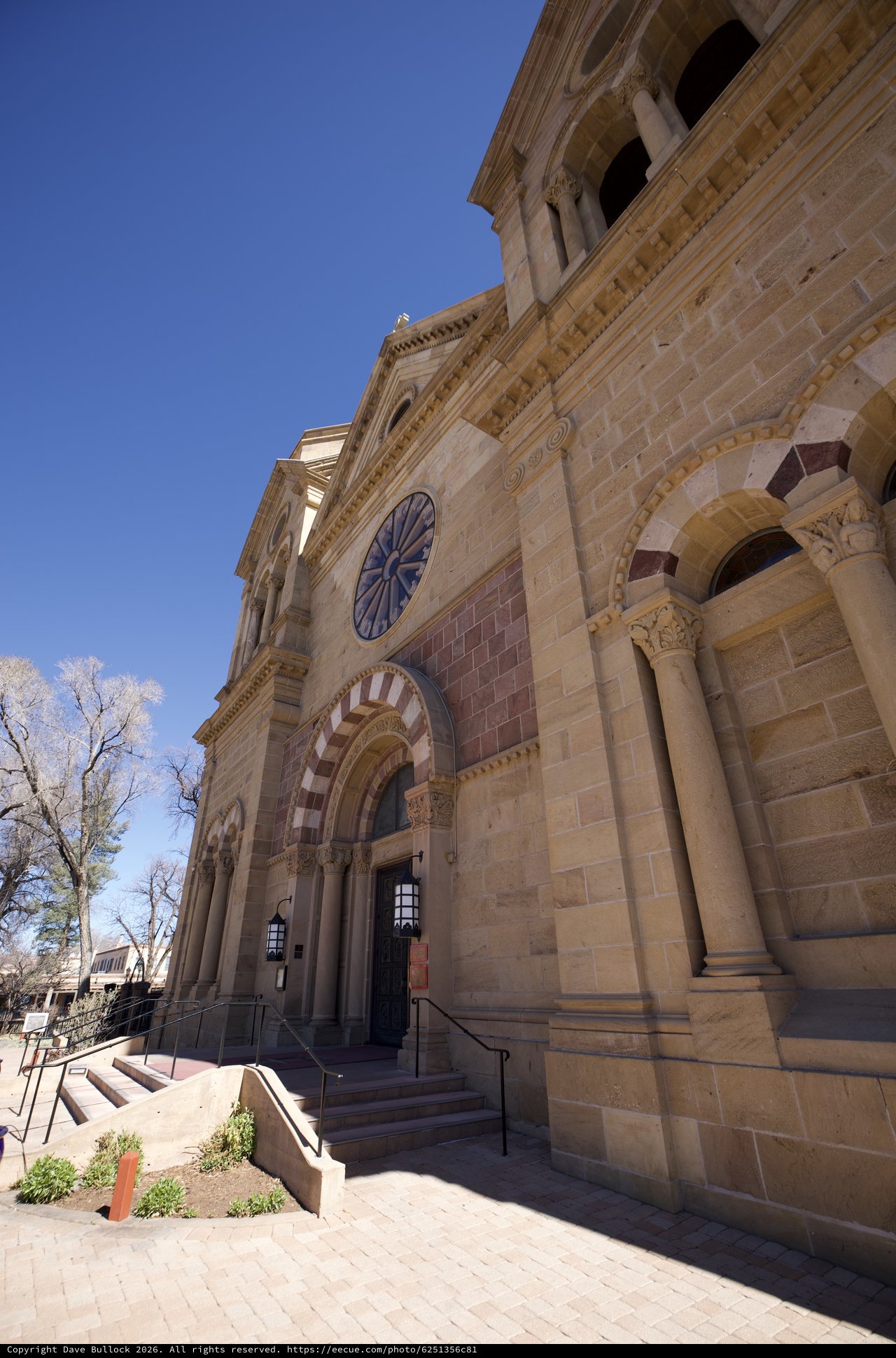 Historic Romanesque Cathedral Facade in Santa Fe