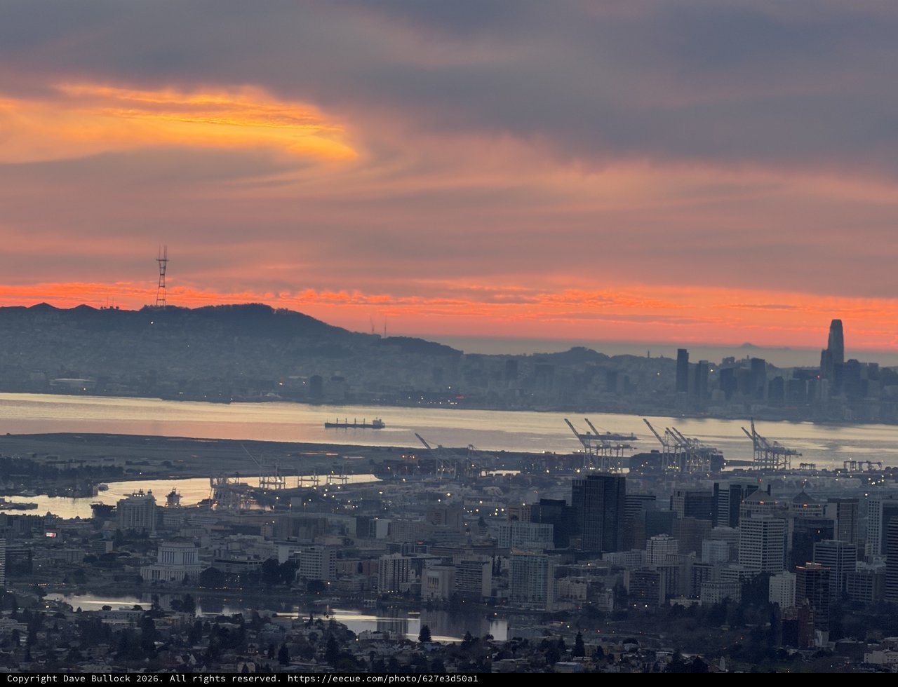 San Francisco Bay at Sunset from Oakland Hills