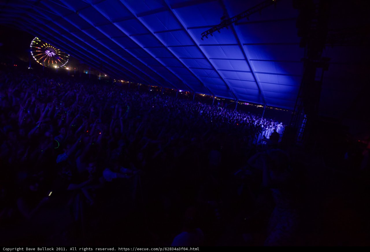 Blue-Lit Crowd at Coachella 2011 Concert