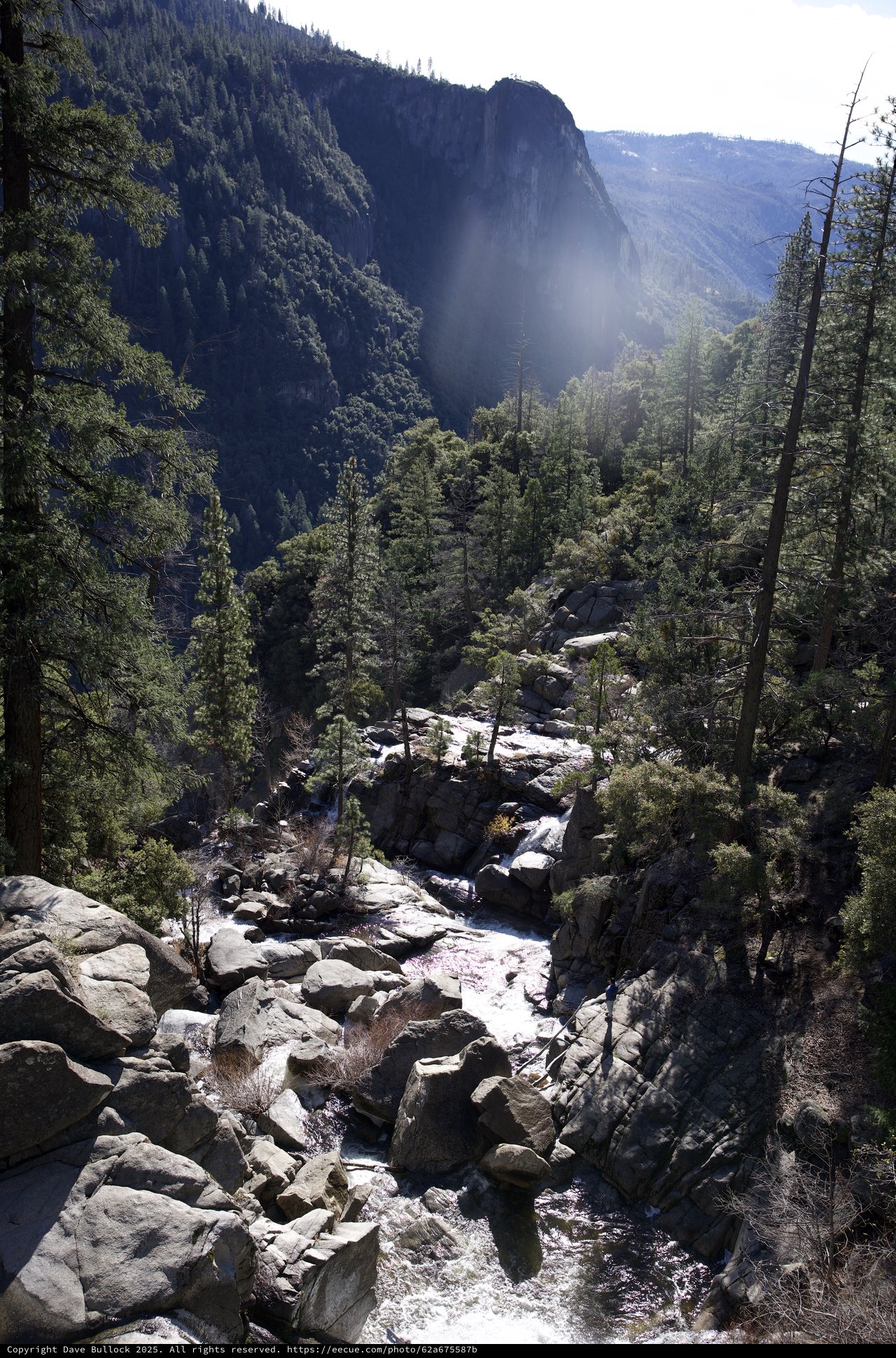Mountain Stream Cascading Through Rocky Granite Canyon