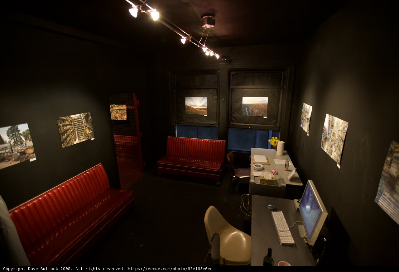 Red Couch and Computer
