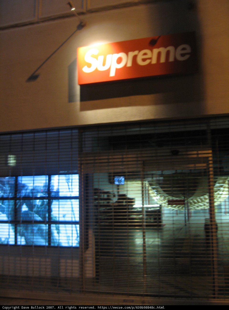 Supreme Store Front Illuminated at Night