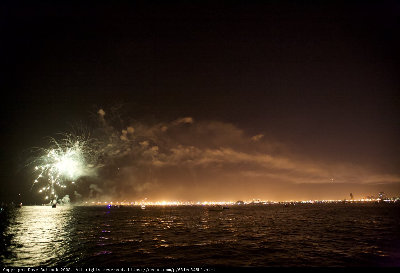 Spectacular Fireworks Display Over the Ocean