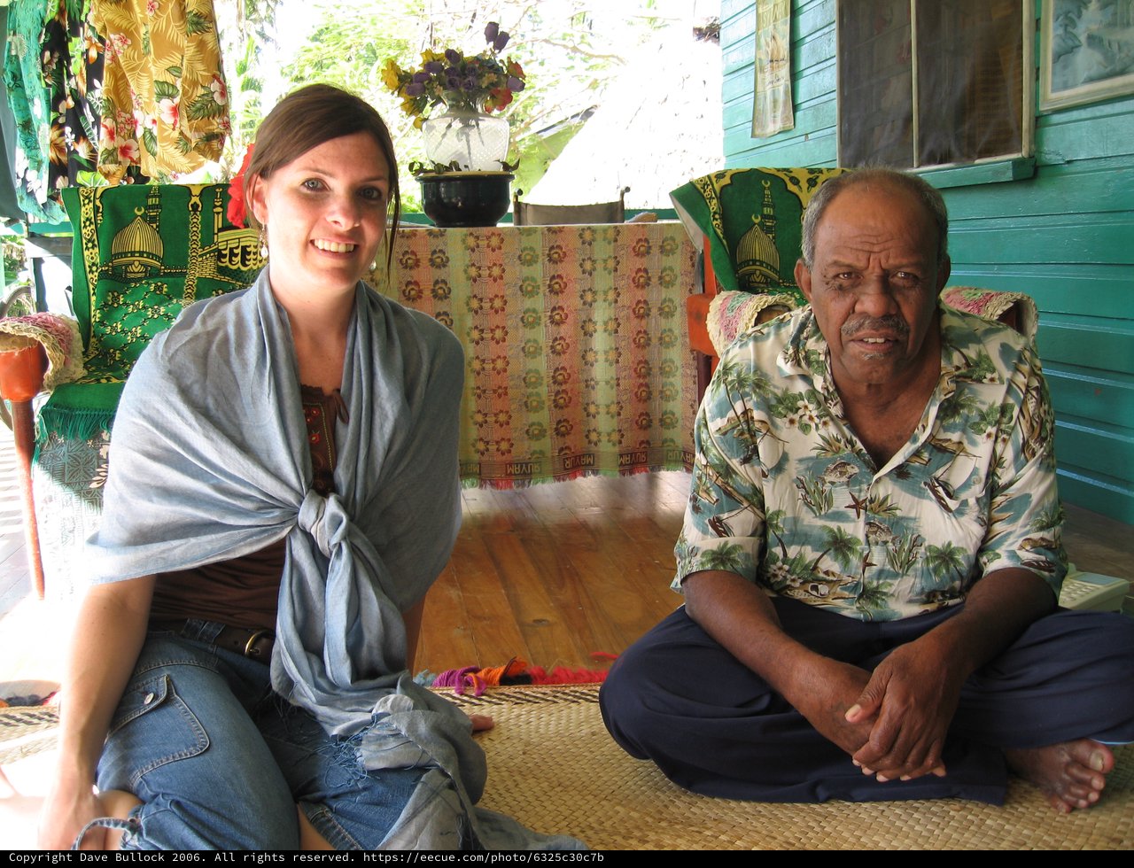 Cultural Exchange: Visitor Meets Local Elder in Fiji